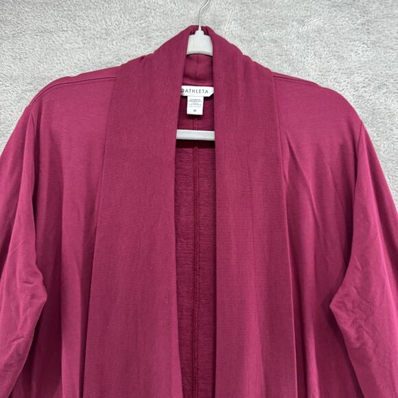 Athleta Cardigan Women M Burgundy Pranayama Restore Wrap Open Front Ultra Soft - Picture 4 of 16